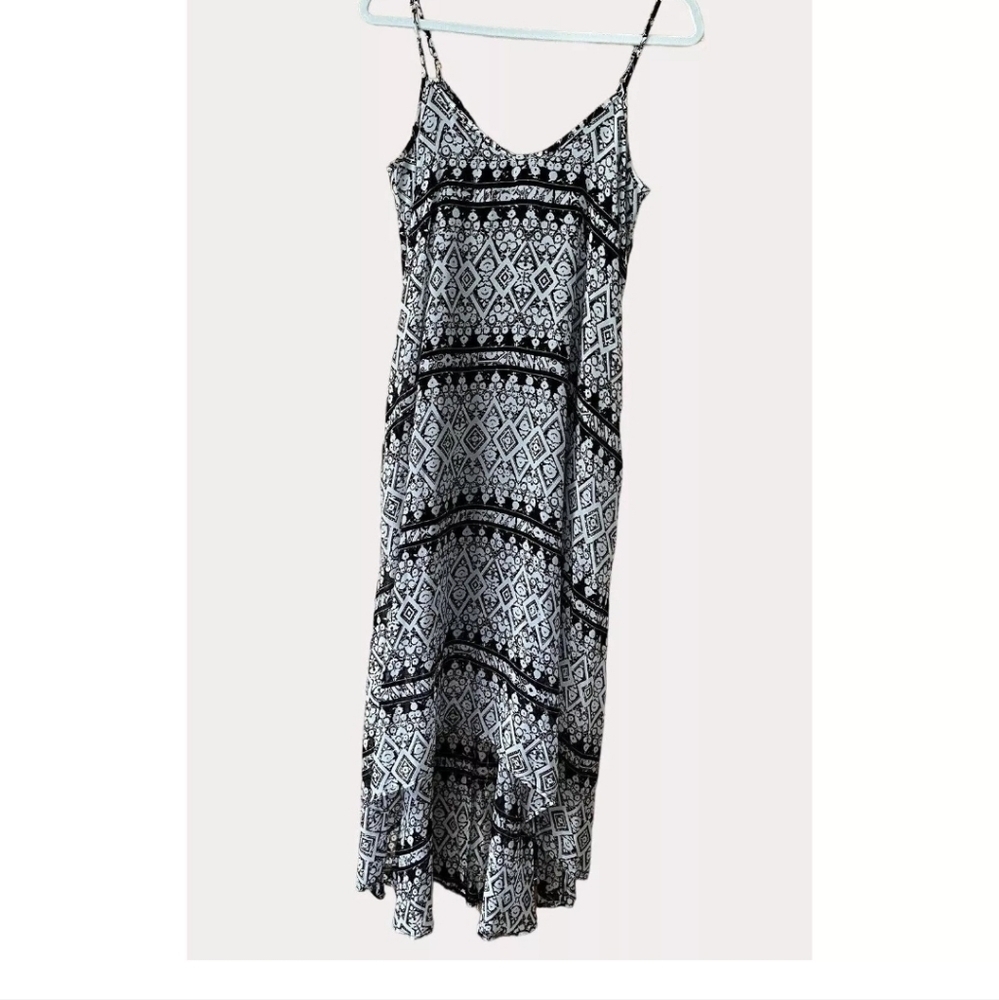 Ana Geo Paisley Print High Low Chiffon Dress Spaghetti straps sz XL